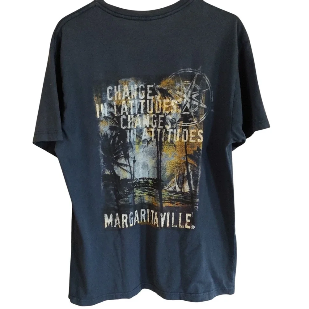 Jimmy Buffetts Margaritaville Tee Shirt Back Graphic Beach Cotton Mens‎ Medium